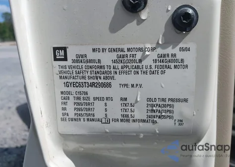 2004 Cadillac Escalade Standard from USA, damaged, VIN 1GYEC63T34R290686